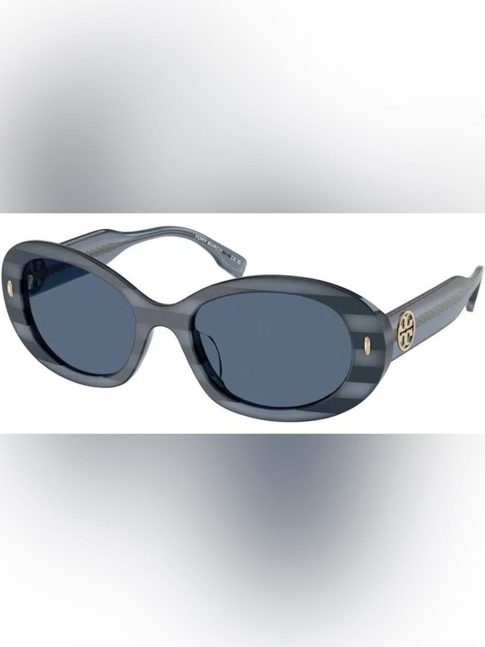 🆕 Tory Burch Translucent Gray Sunglasses with Dark Blue Lenses